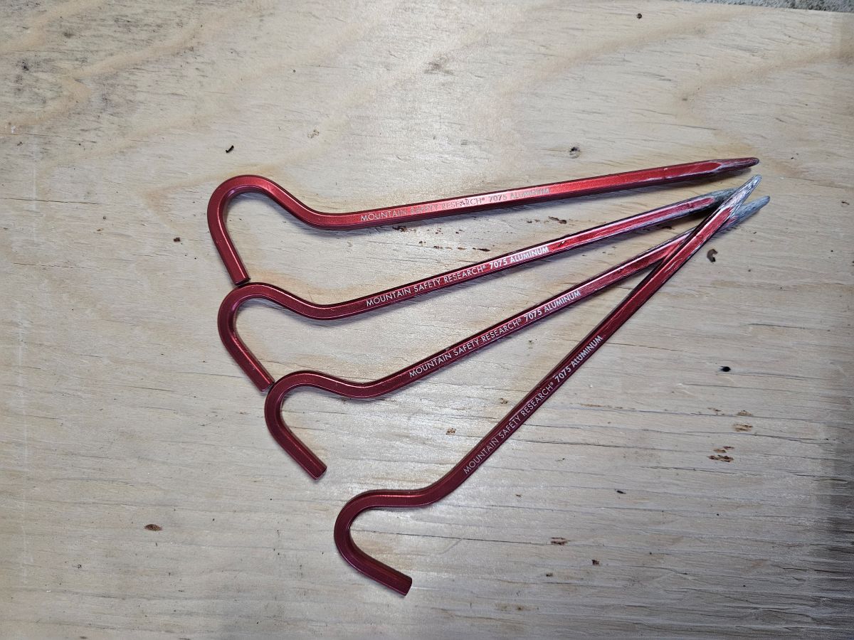 A 4-pack of MSR Hook Stakes