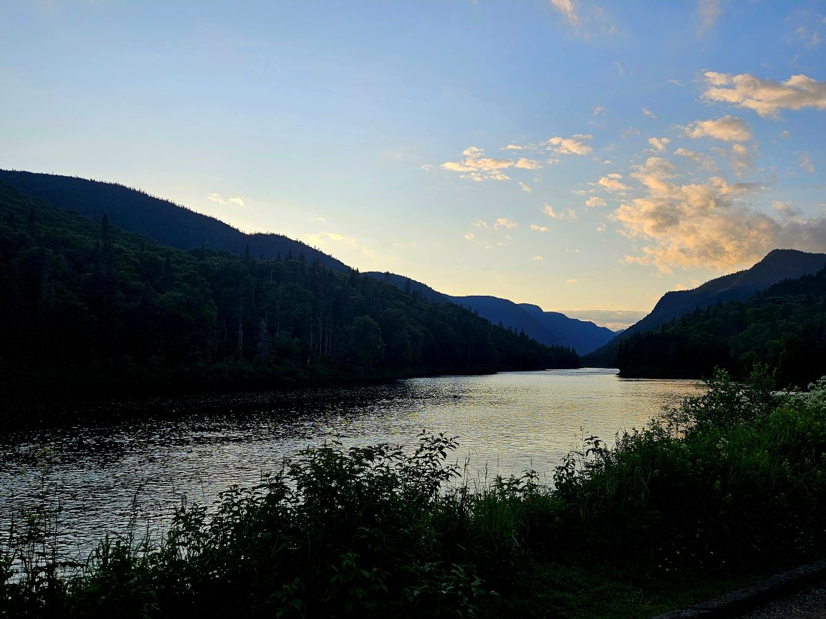 sunset over Jacques-Cartier river