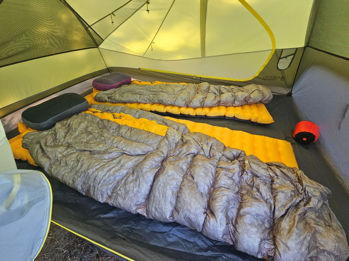 looking in, with full sleep setup
