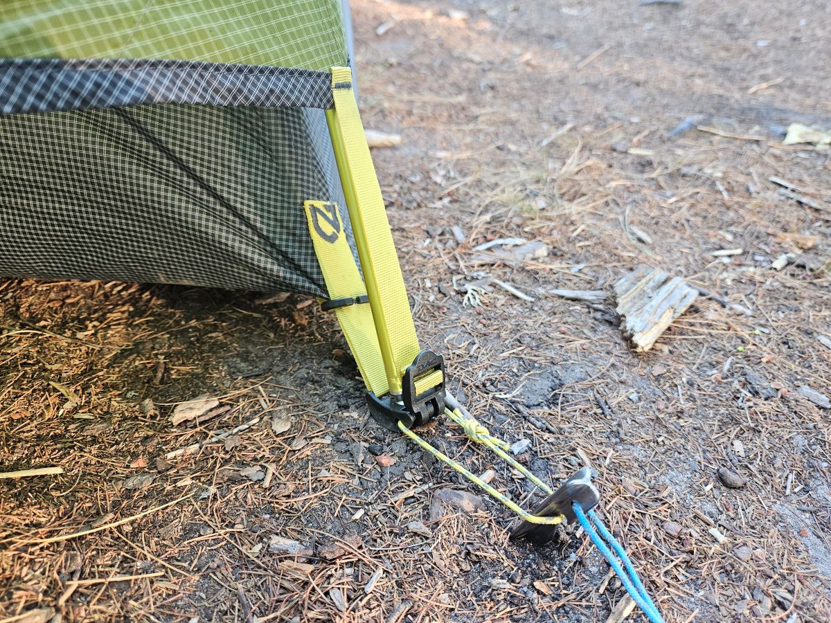 poles and tent connections are green on the foot side